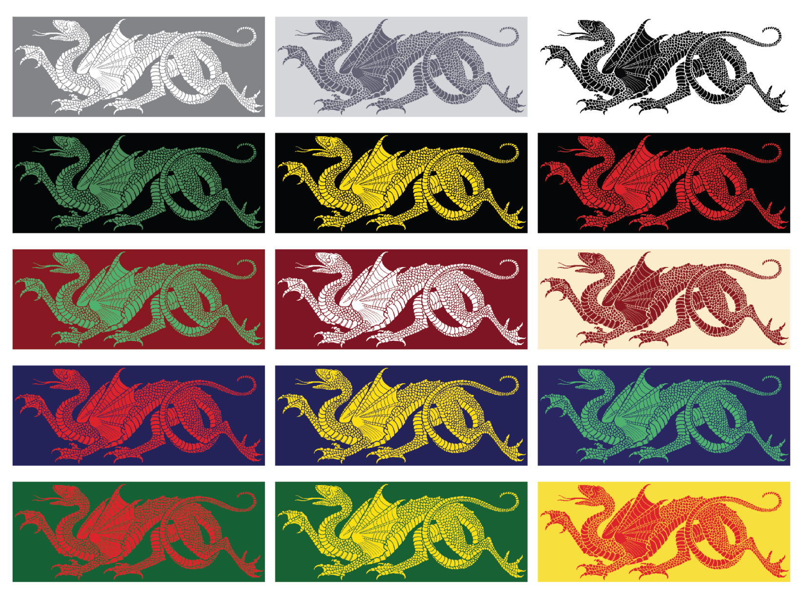 Heraldic Dragon 1 color free counted crossstitch pattern